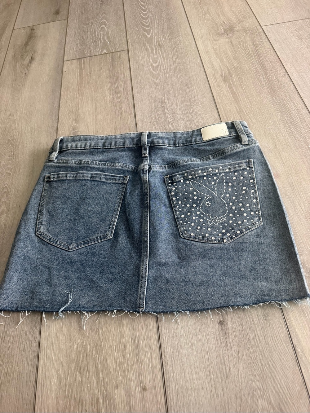 playboy Blue Denim Mini Skirt with Embellished Pocket